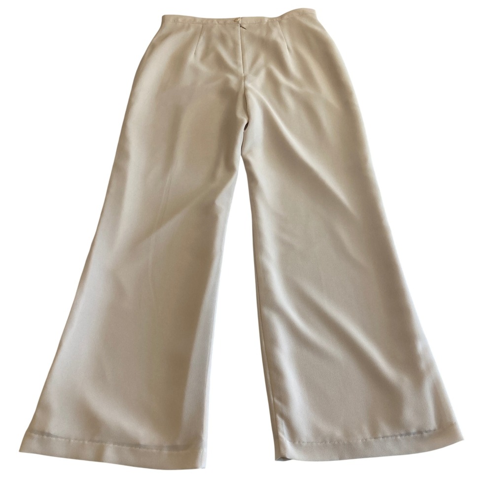VTG Nueva Trousers Women 12 Cream High Waisted Wide Leg Made in Canada Polyester